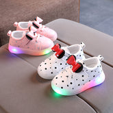 Girls Bowknot LED Light-Up Shoes