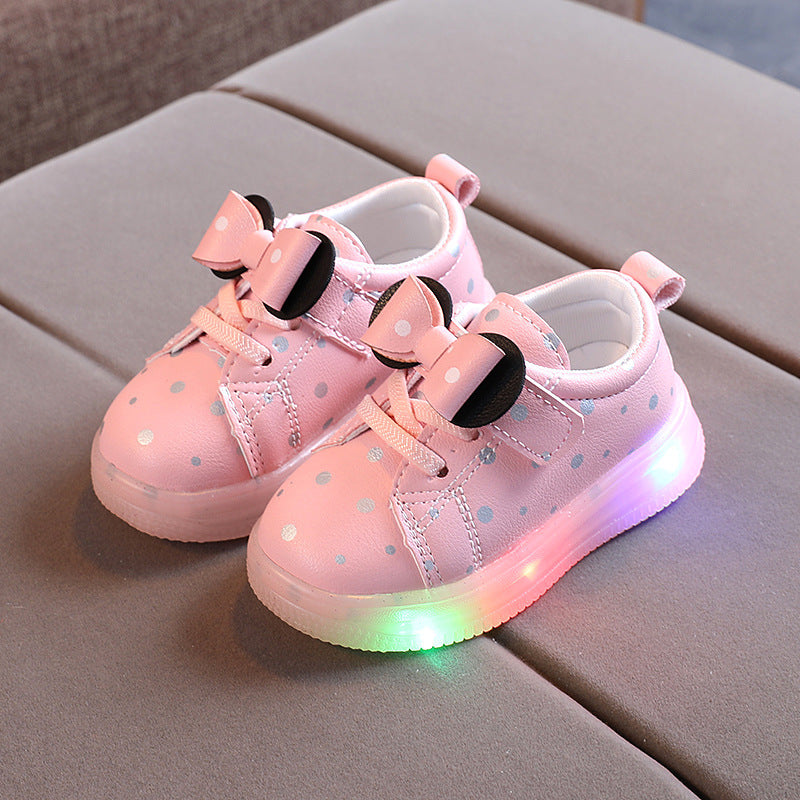 Girls Bowknot LED Light-Up Shoes