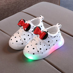 Girls Bowknot LED Light-Up Shoes