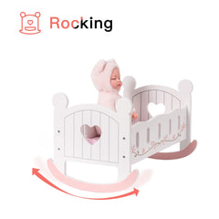 Wooden Rocking Doll Cradle Bed