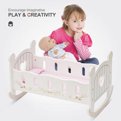 Wooden Rocking Doll Cradle Bed